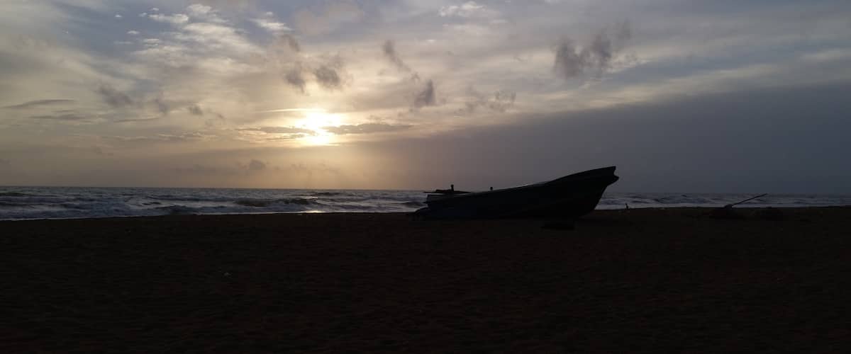 Our last night in Kalutara, Sri Lanka, a fishing boat was on the beach.