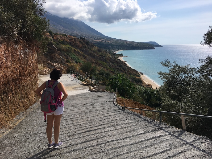 Walking down the steps to kanali Beach