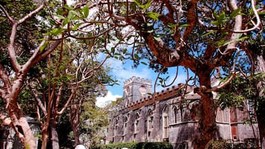 St John's parish church in Barbados. Originally built in 1645 destroyed by fire then rebuilt and destroyed by a hurricane and rebuild in its present form in the 1800's 
There are beautiful views from the church yard of the east coast of Barbados 