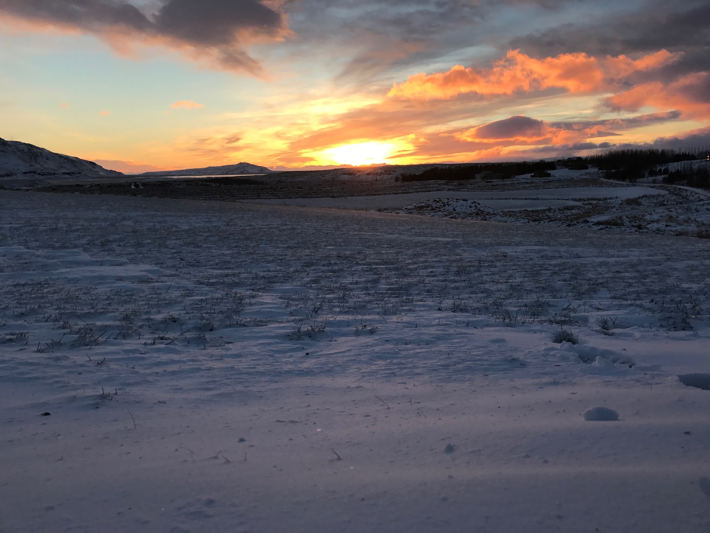 The sunsets are ridiculous when the ground is covered in snow! ❄️ #iceland #WinterWonders