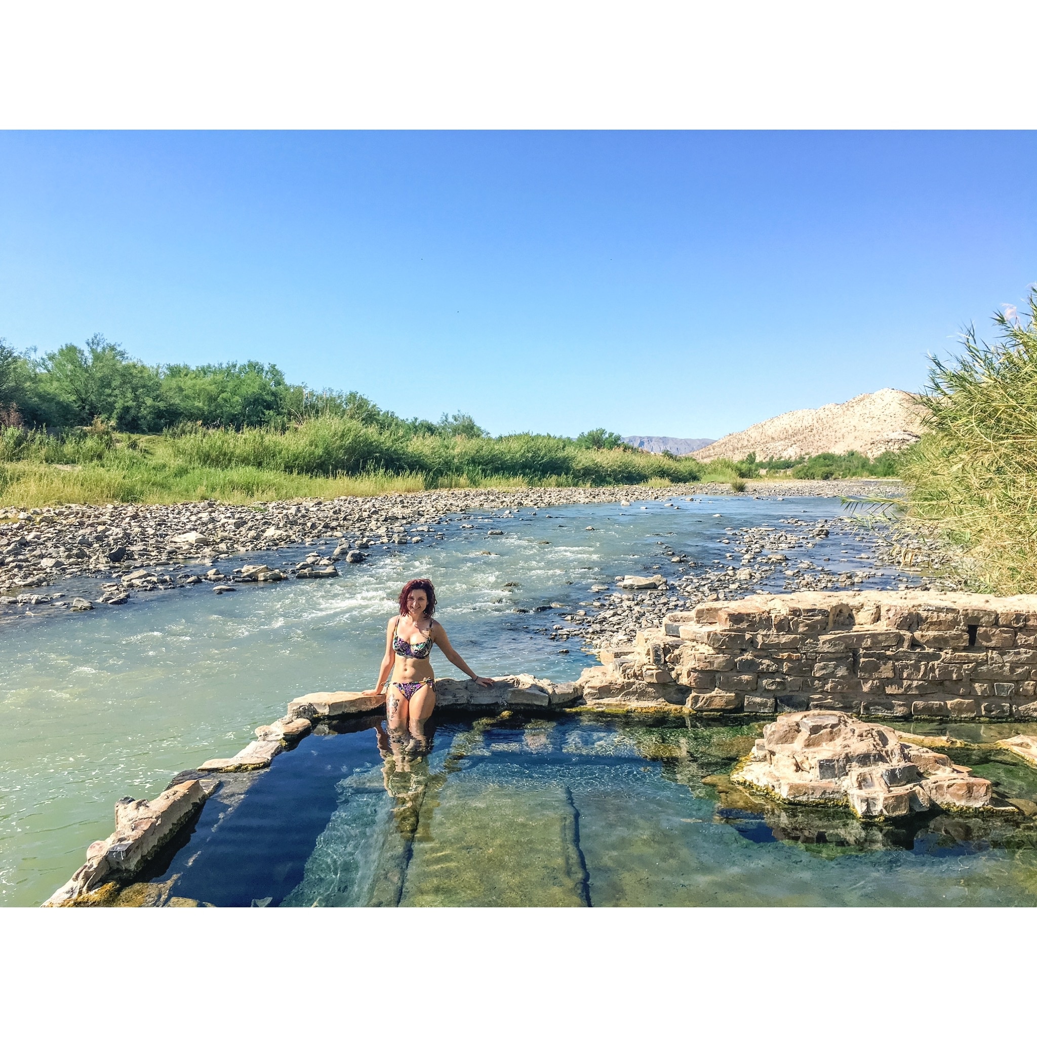 After a long weekend of full day hikes up to the second highest peak in Texas, a soak in the hot springs is all you need to recover. Blue sky above, blue Rio Grande, and blue spring water all around you! When you get too hot in the springs, you can always dip into the cold Rio Grande on the other side of the wall - just be careful you don't accidentally end up in Mexico!
#blue #waterlust #bigbend #nationalpark #bigbendnationalpark #hotsprings #texas #iphone6s #iphoneography #riogrande #hiking #camping