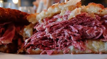 We needed some comfort food so we headed over to Maccabees in Midtown. I'd say we found it - Potato pancake sandwich filled with corned beef.