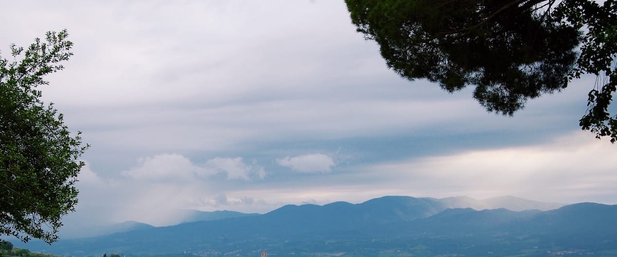 The view from our Tuscan villa, Villa Pitiana. A pool, beautiful grounds, fabulous food, and incredible views to boot!