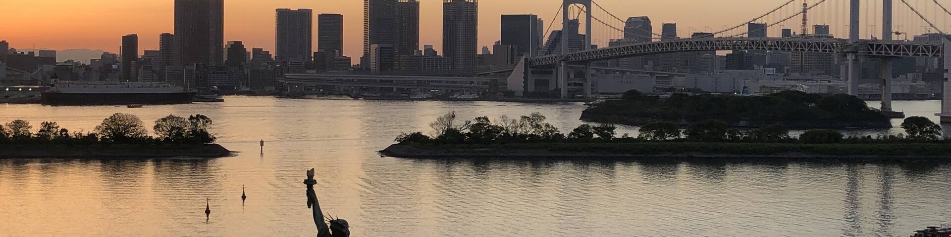 Beautiful sunset from Aqua city Odaiba.