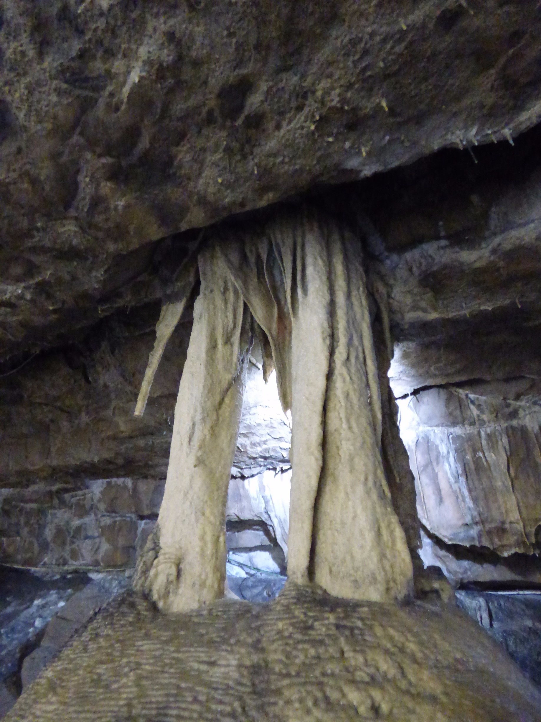 Stalactite formation inside Ingleborough Cave , just outside of Clapham in Yorkshire.  This is fondly known as 'The Elephant'. Can you see the resemblance? :) There's an interesting guided tour you can do through the cave and lots  more formations to see. . You can even take the dog!