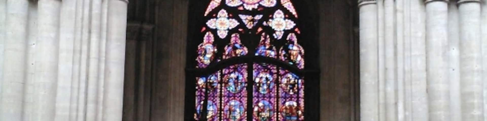 Stained glass inside this cathedral is stunning.