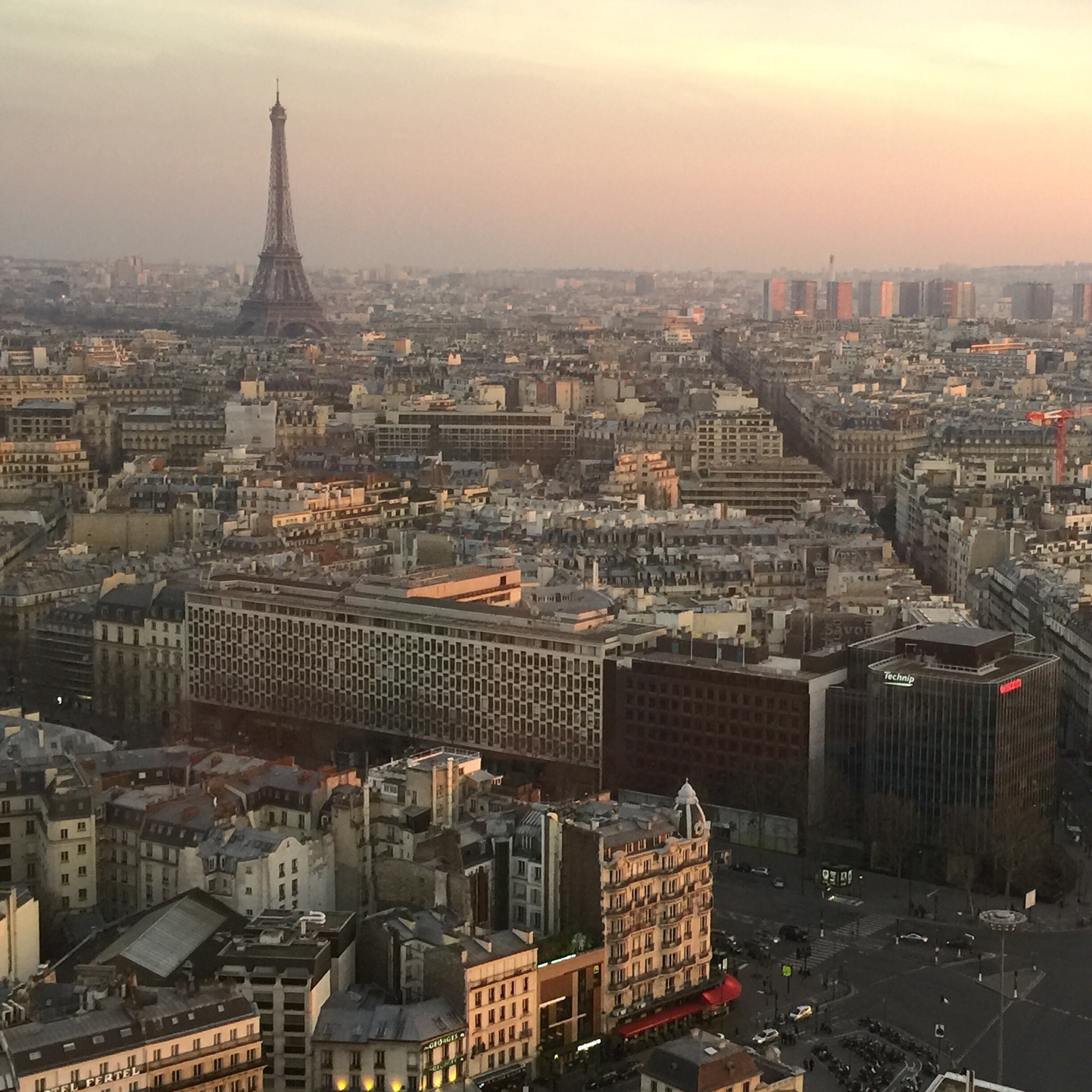 Paris at twilight, taken from 34th floor of the Hyatt Etoile. 