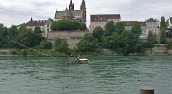 Why crossing over the river Rhine using an ordinary bridge? This ferry is a very special experience. The boat is guided and pulled by the water itself