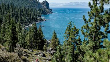 Overlooking Lake Tahoe from Hwy 50 on the Nevada side of lake. Cave Rock can be seen in the upper left of the photo. Always a spectacular view!