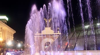 Independence square in Kyiv, Ukraine. #Travel #kyiv #Ukraine #water #waterfountain #lights #night