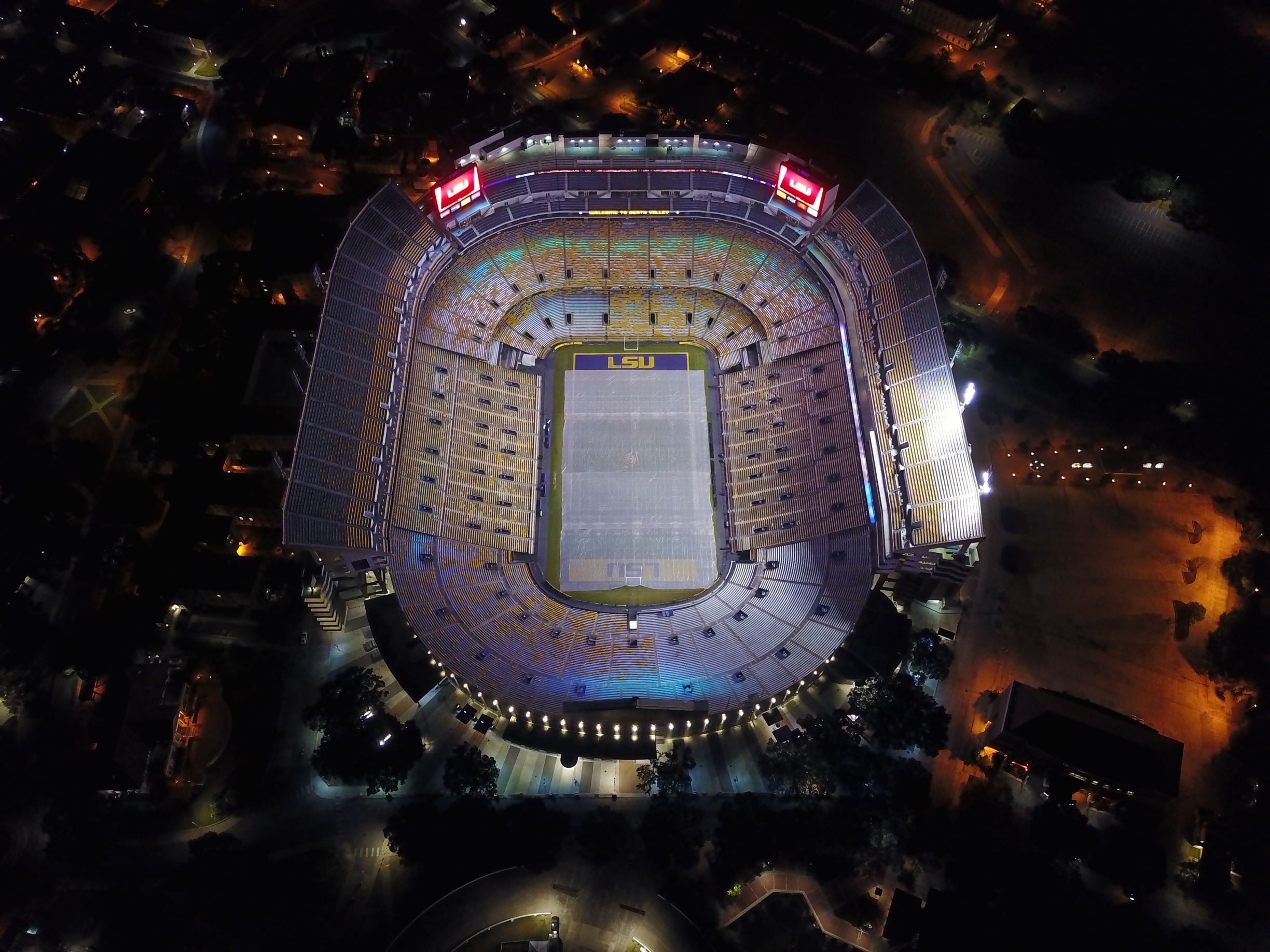 lsu football stadium at night