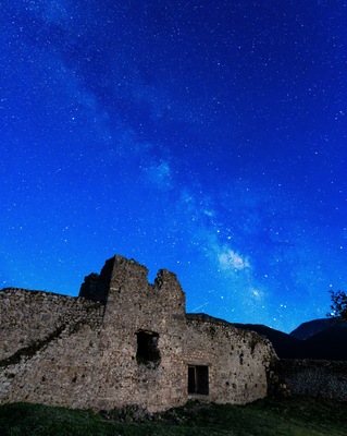 Galaxy over the Mendenitsa castle.