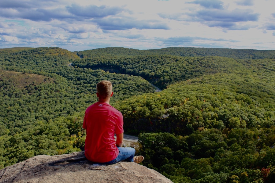 Little mountain range outside West Point. Parking lot on side of highway where one trail starts, leads you up to a couple of nice lookouts over Hudson River or landscape as seen in picture. About 2 hour hike to look around whole trail.