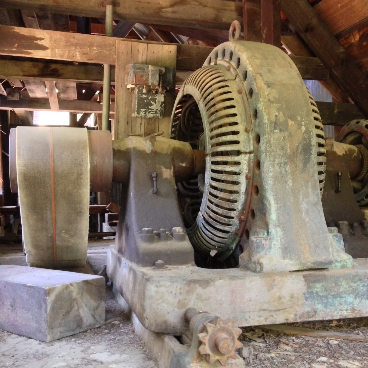 This is a pelton wheel powered generator near the Jamison Mine. #camp