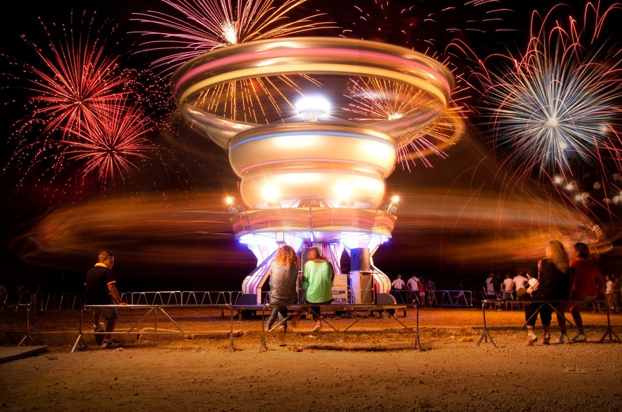 Fireworks at Saint Rocco's feast, Salento, Italy