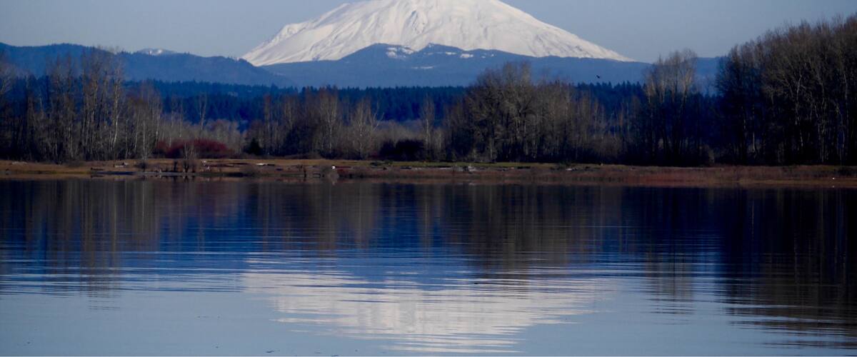 View of Mount St. Helens from Sauvie Island.