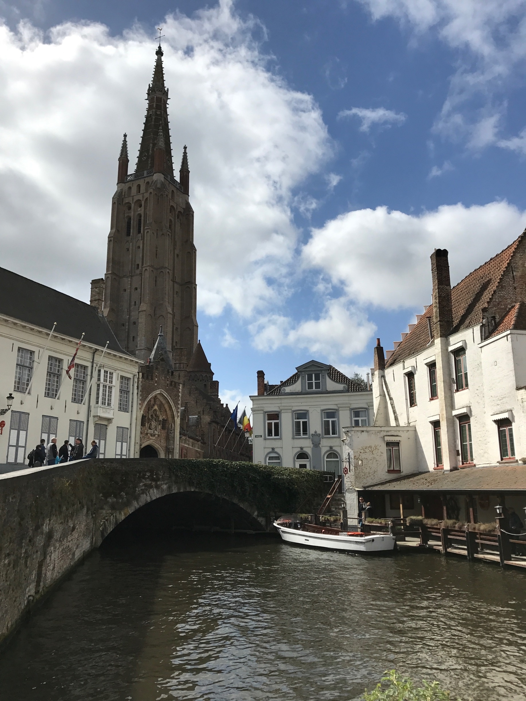 Picturesque city centre of Bruges ... beautiful canals and church.. 