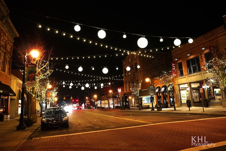 Downtown Sylvania, Ohio under the winter lights. Taken February 2018. Such a great city! #sylvania #winterlights
