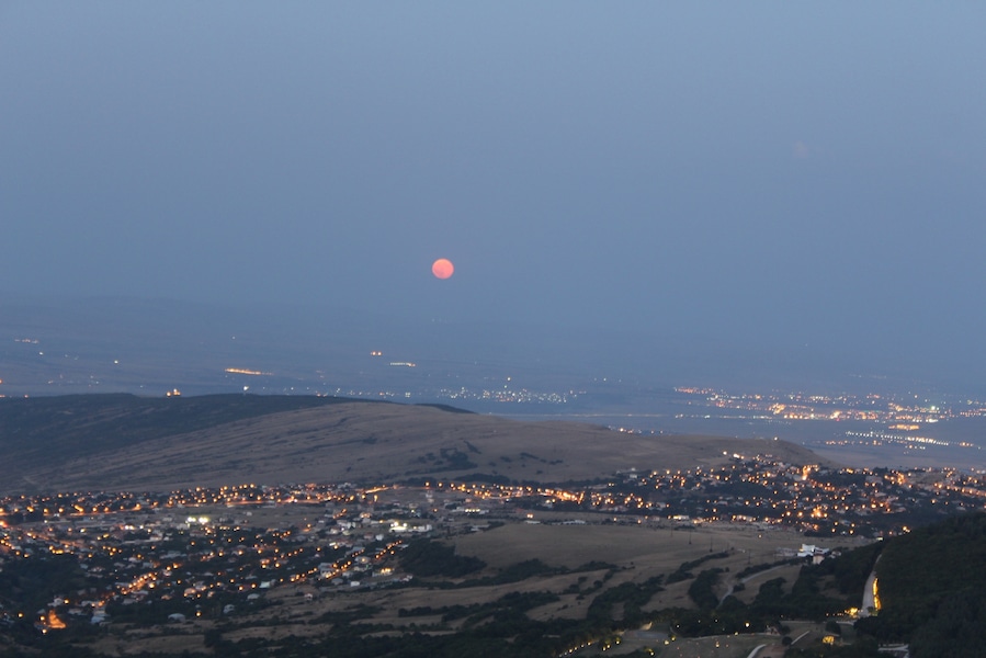 Moon rising over Tbilisi. View from a place called Kojori, Georgia.