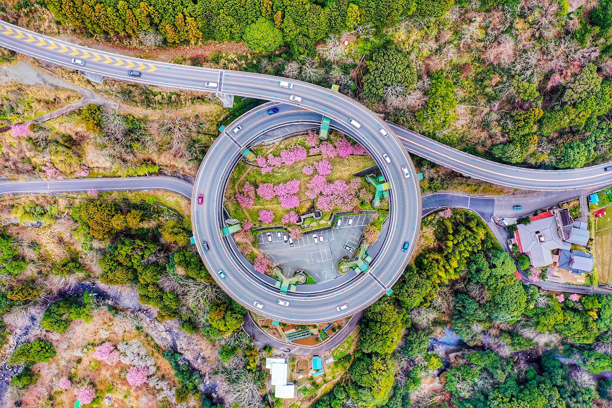 This bridge is amazing and great in design. in the Kawazu area of Japan. The top view taken by drones could see the Sakura inside the loop during spring.
#Ontheroad