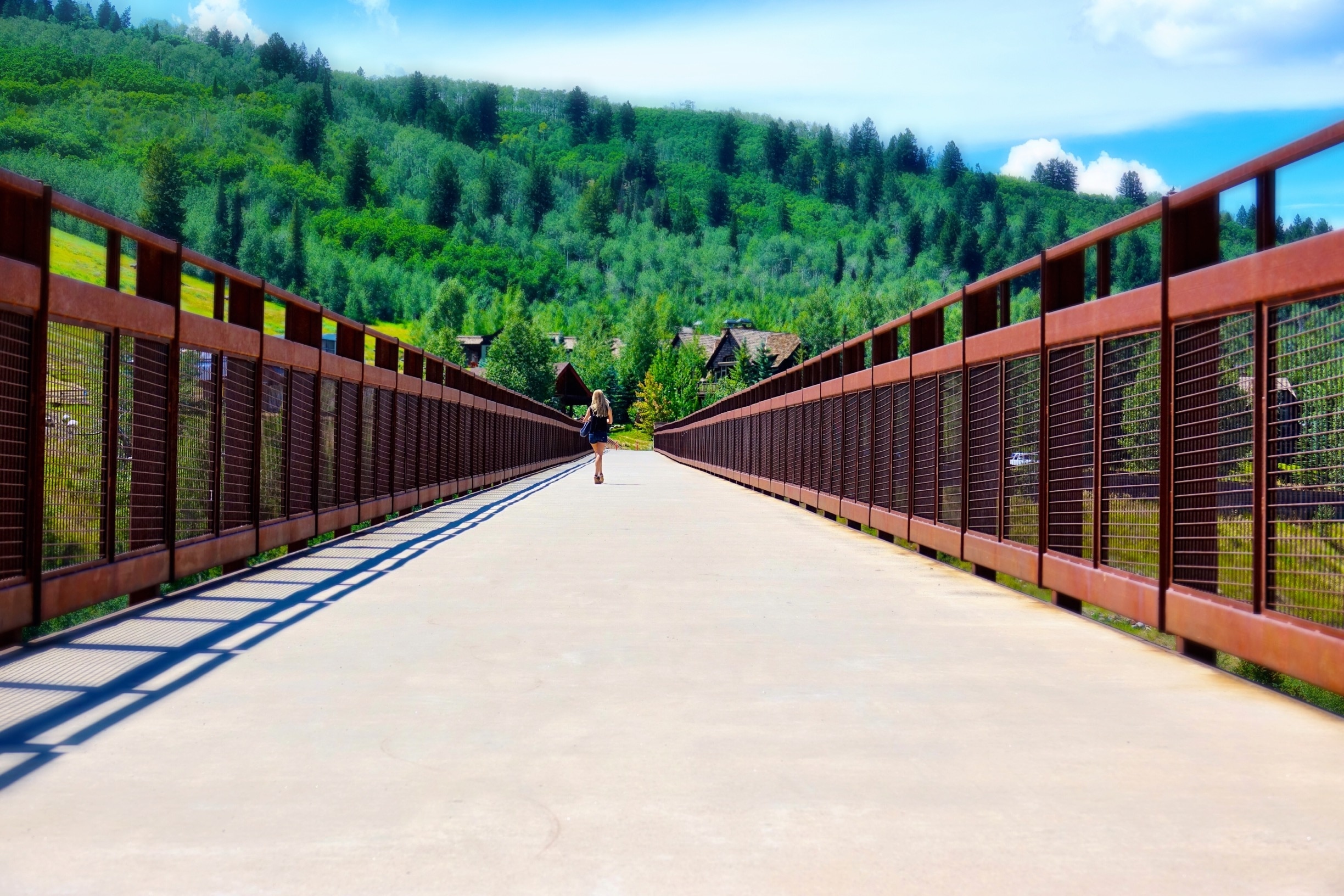 Aspen Colorado in the summer is beautiful, with plenty of hiking and biking trails.  Beginners can enjoy well kept, paved paths including this bridge over Maroon Creek near the Aspen Recreation Center.  #takeahike #perspectives