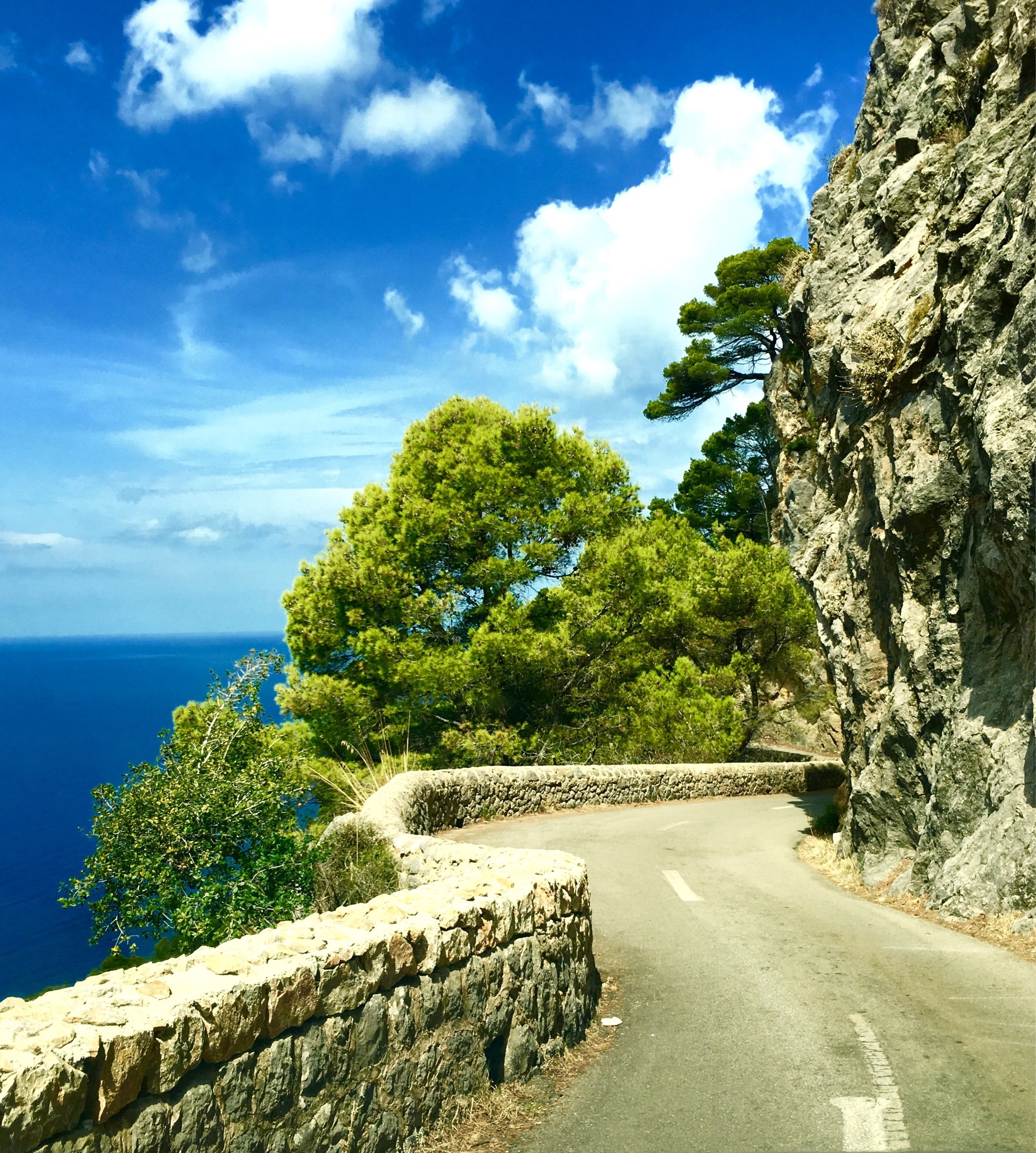 Narrow serpentine road down to Port de Valldemossa, Majorca Island