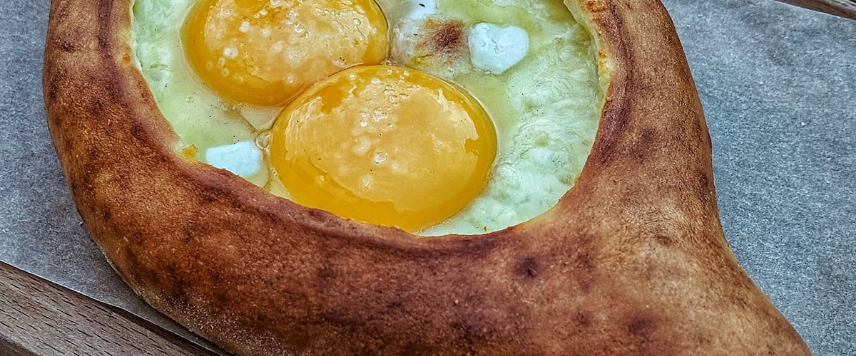 Georgian хачапури по-аджарски (cheese-filled bread with eggs) for dinner 
#russia #travel #traveltorussia #culture #cultural #explore #explorerussia #vacation #vacationvibes #summervacation #summer #summertrip #tourist #tourism #trynewthings #exploretheworld #seetheworld #travelblogger #blogger #travelphotography #yum #eat #georgia #foodforward #tripofalifetime #caucasion #gotravel #caucasus #lovetotravel #wonderfulplaces