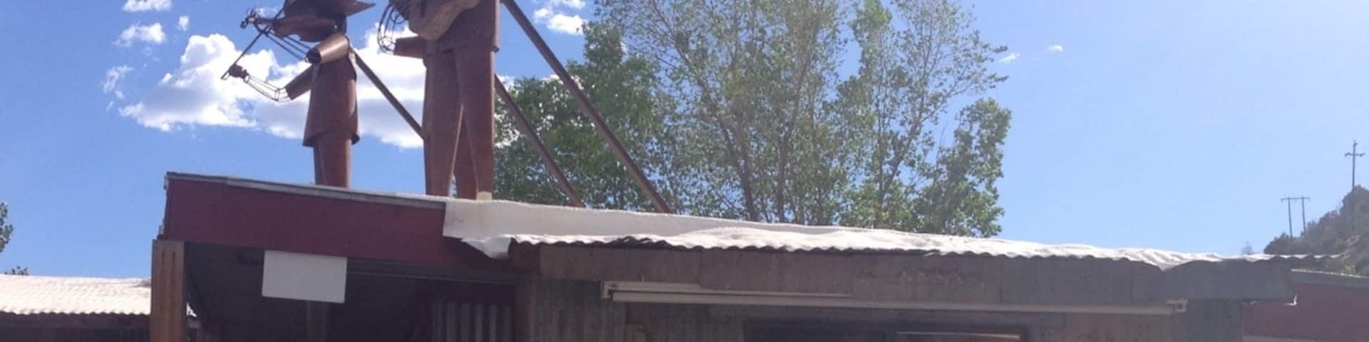 Serious Texas Bar-B-Que is the name of this place, and they mean it.  Delicious sandwiches, ribs, or simply juicy meat by the pound at good prices, as well as access to hot or mild sauces for drowning it all.  Family-friendly but they also carry a small selection of bottled beers.