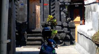 #instone 
One of the typical portals that you can find in Bali Indonesia are these entrances made in stone. In this case, I took a snap shot of one with a black stone archway.