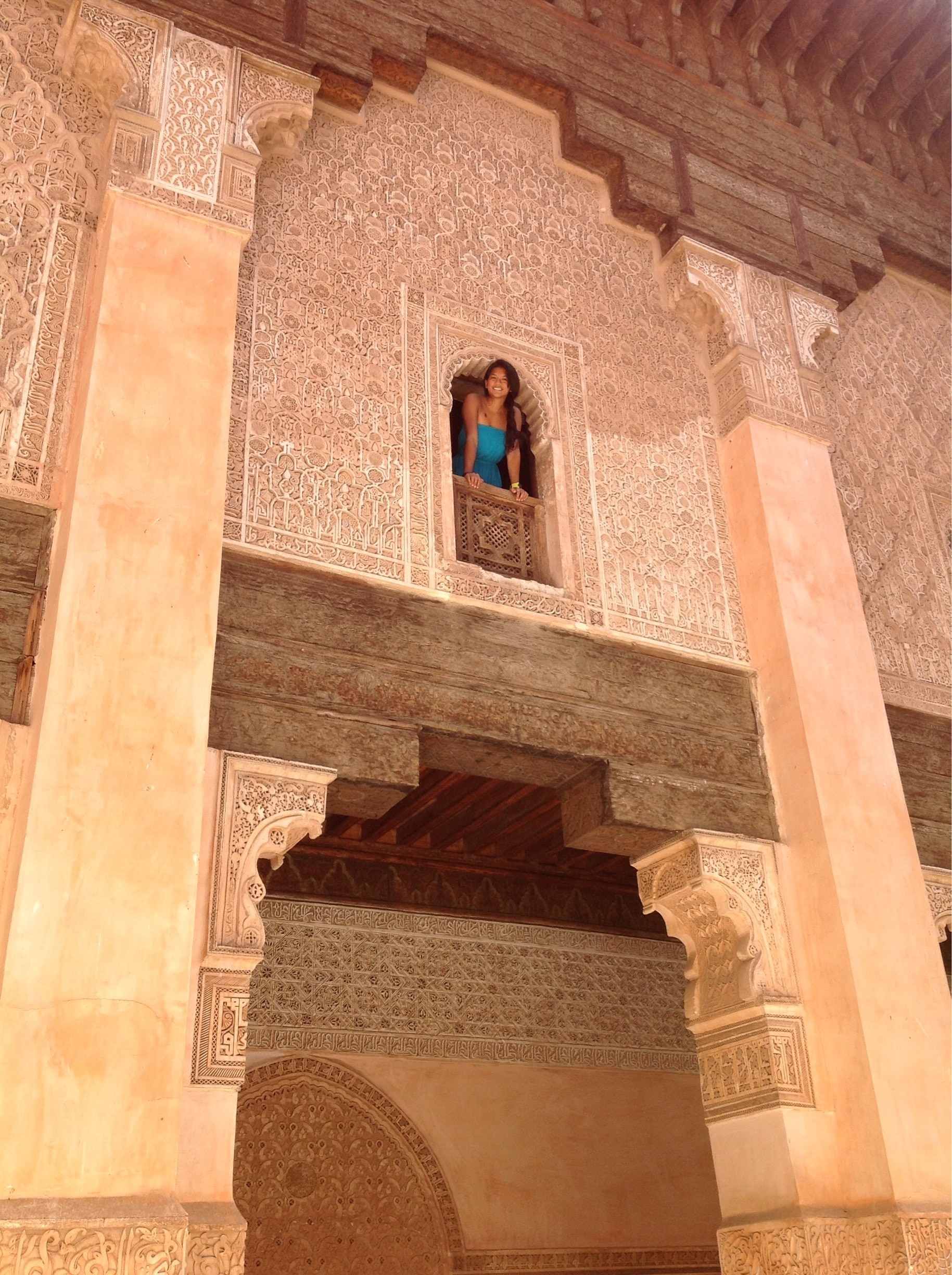 Picture yourself looking at one of these tiny windows over looking the main courtyard as a student at Ben Youssef Madrasa. Looking at all the geometric shapes and carvings of the #architecture will make you want to study art!

