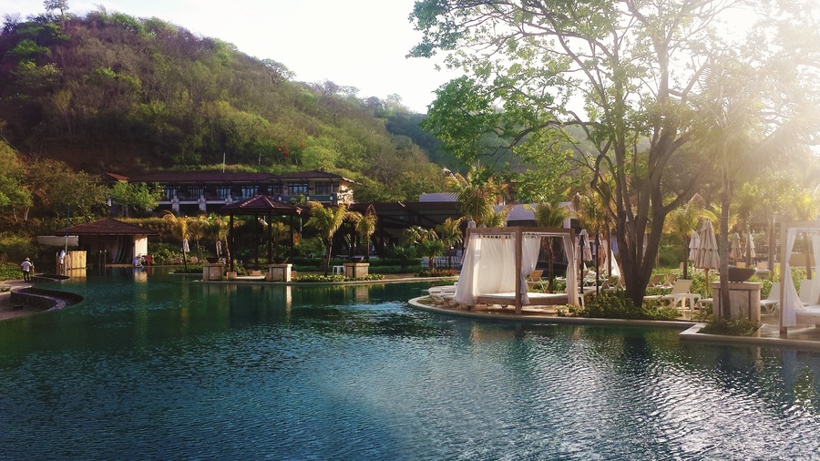 Poolside walk at Dreams Las Mareas in Costa Rica