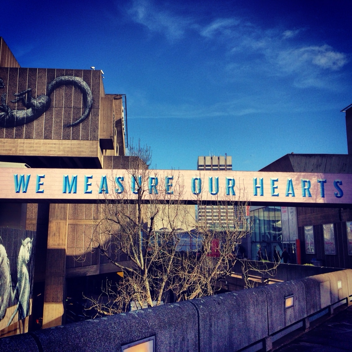 We measure our hearts graffiti by street artist Phlegm on the South Bank!