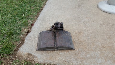 This little guy is found at the foot of the library flagpole.