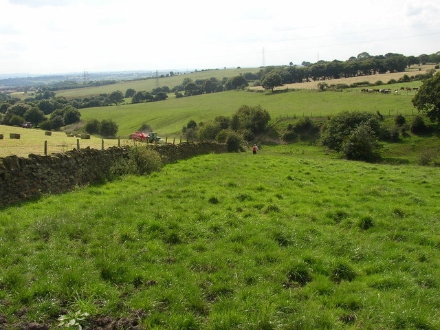 The Kirklees Way, Birkenshaw Viewed from the junction with the footpath on the navigation bank. The Kirklees Way footpath descends to a footbridge over Lodge Beck, then turns left and curves round to cross Hunsworth Lane at the bottom end of East Bierley village.