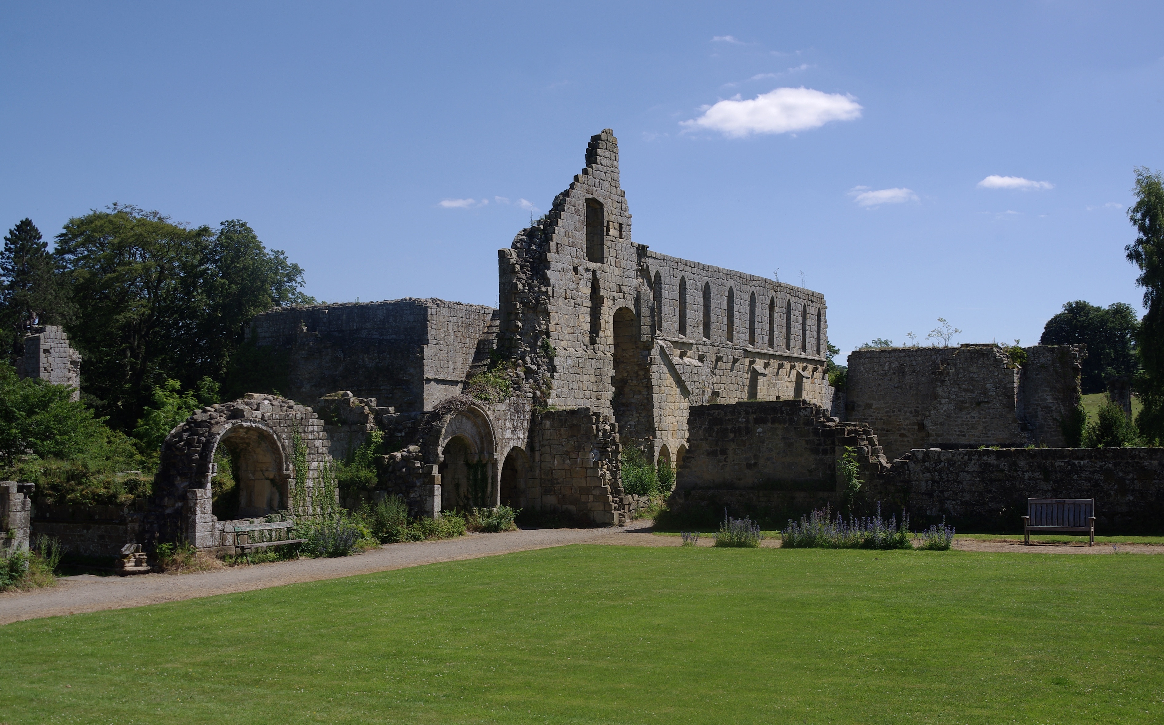 The cloister of Jervaulx Abbey.