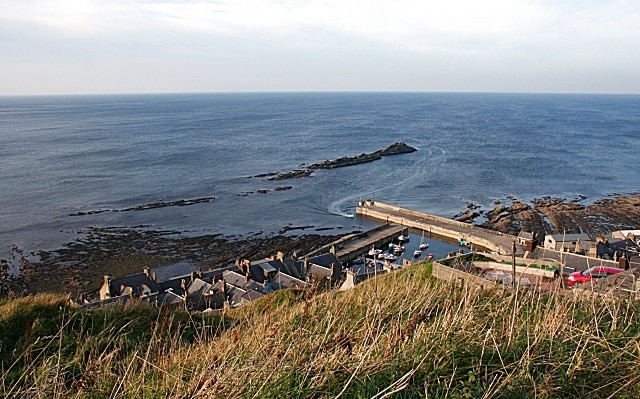 Gardenstown Harbour from above From this angle, it's easier to understand why a German bomber mistook the Muckle Rock for a submarine!