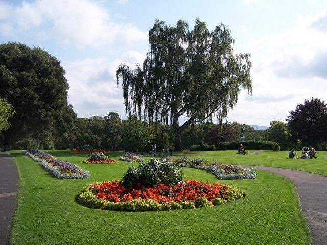 Abbey gardens - Evesham Looking beautiful on the first fine day for quite a while. Impressive looking tree, perhaps some one can say what type it is.