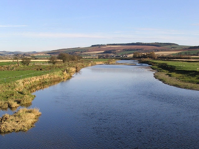 The River Teviot at Nisbet Viewed from a road bridge to the southeast of the village of Nisbet on a fine November afternoon.