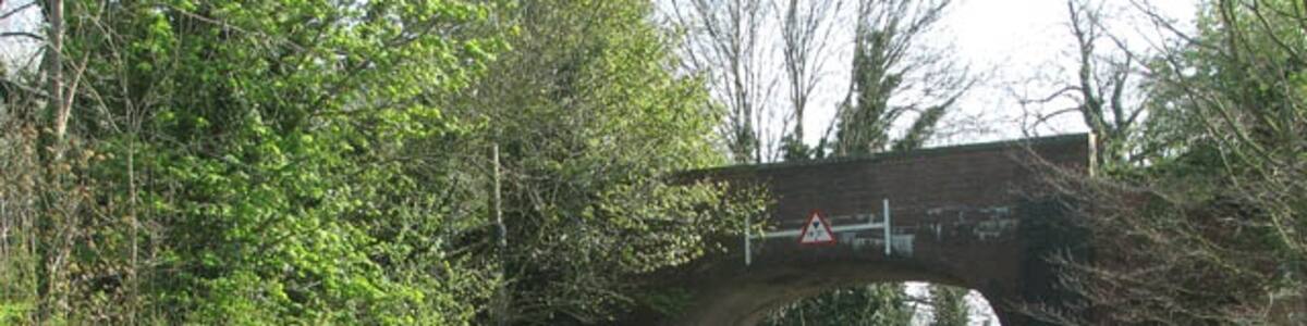 Photo "Railway bridge over Beeston Road This bridge once carried the Great Eastern Railway which ran between Dereham and Swaffham. The line was closed in 1968 as part of the Beeching Axe." by Evelyn Simak (Creative Commons Attribution-Share Alike 2.0) / Cropped from original