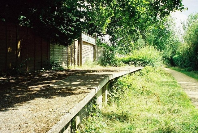 Ashley Heath: old railway platform This former railway line is now a pleasant forest walk from West Moors to Ringwood.