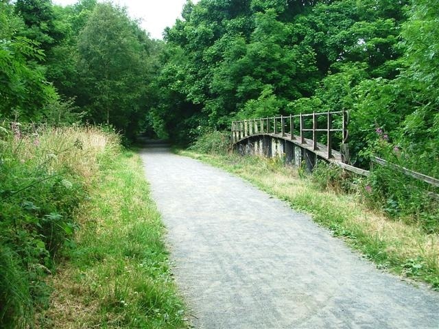 Disused Railway Bridge over the River Browney. The track of the railway is now part of the Lanchester Valley Walk and the National Cycleway No. 14.