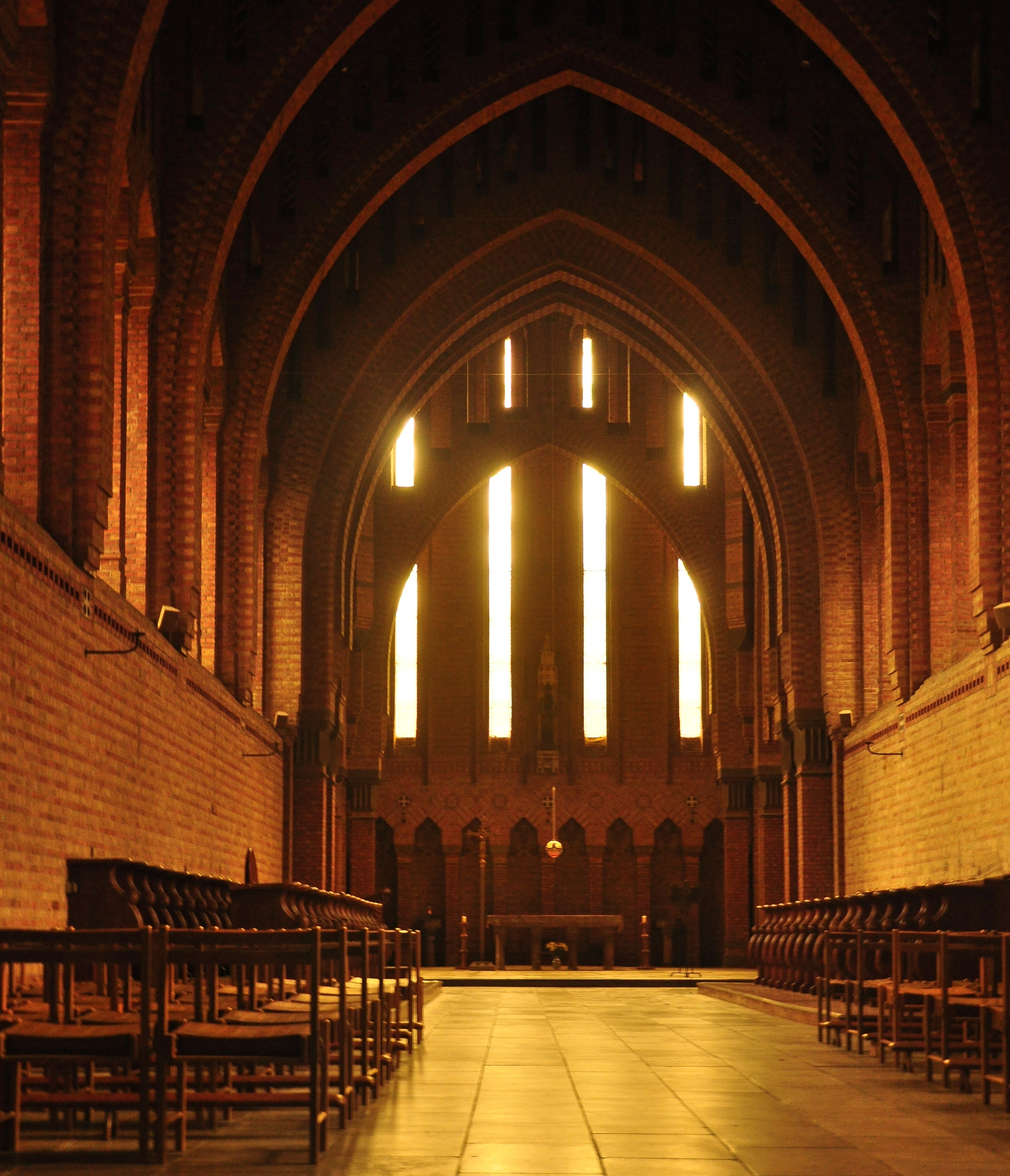 The interior of the abbey church at Quarr Abbey on the Isle of Wight.