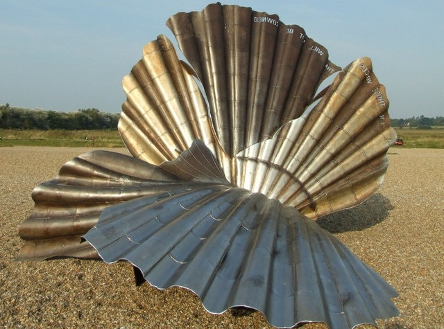 Benjamin Britten memorial One of the rare works of art that has encourages people to sit on it. "Please fell free to sit on 'Scallop' and contemplate the sea."