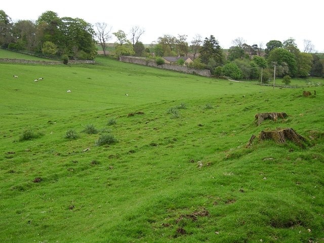 Renton. Farm near Grantshouse. Sheep and cattle graze the very green pasture on a shelf above the A1.