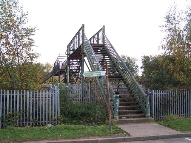 Railway Footbridge - 1, Parkgate, Rotherham. A superb example of an early Railway Footbridge ... the design is so evocative of 'the days of steam' ... a coat of paint and it would be just like new. This particular one also leads to a second bridge over the Canal. 1567076 1567084 1567100