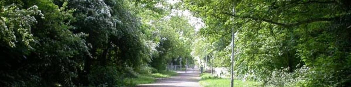 Photo "Cycleway through Housing Estates. This route was formerly Overstone Lane but was converted to a cycleway to serve the many housing estates constructed around it." by Kokai (Creative Commons Attribution-Share Alike 2.0) / Cropped from original