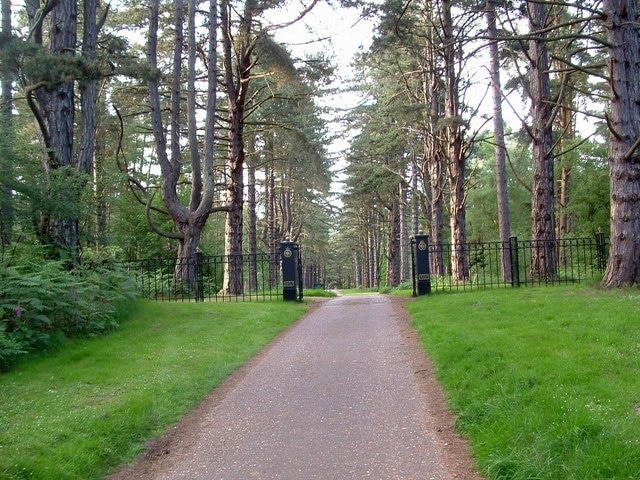 Entrance Gate to Scenic Drive, Sandringham These gates commemorate the 50th anniversary of the accession of Queen Elizabeth II.