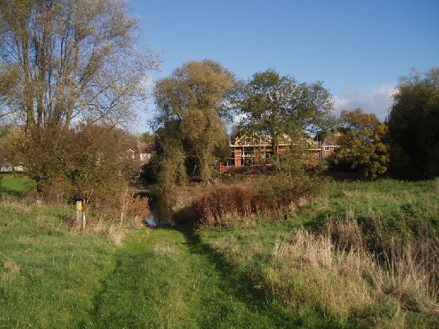 Ford. Ford of the river Great Ouse as it passes Clapham, looking across towards a new house being built on the far (Clapham) side. The ford itself doesn't look particularly suitable for normal cars ;-) (it's only a bridleway and farm track on the photographer's side)