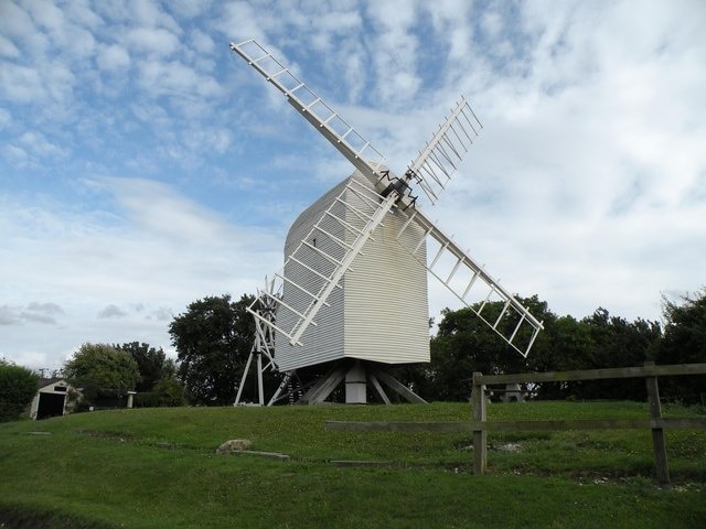 Chishill windmill is a post mill in South Cambridgeshire. It was built in 1819, using timbers from an earlier mill of 1726, and it was last worked in 1951. Restoration was carried out in 1966 and it is now open to the public from 1st April to 31st October.