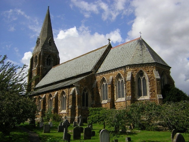 St.Mary & St.Gabriel's church, Binbrook, Lincs. One of many Lincolnshire churches by James Fowler of Louth. Built in 1869 of local ironstone in a late 13th century style